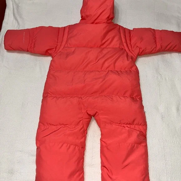 EUC girls hooded Columbia pink quilted one piece snow suit outfit. 18 Mths. - Picture 5 of 8